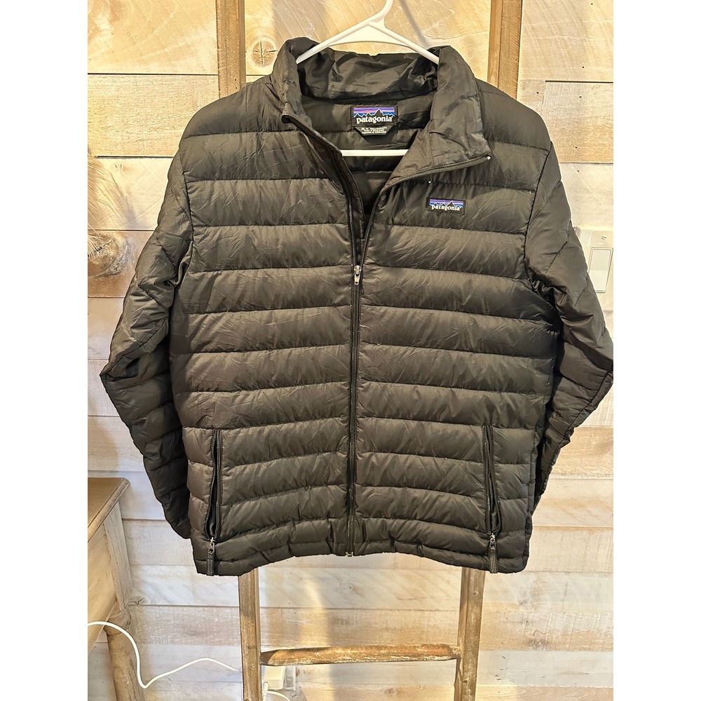 Patagonia Kids XL 14 Down Sweater Jacket Black Puffer Full Zip Insulated Coat
